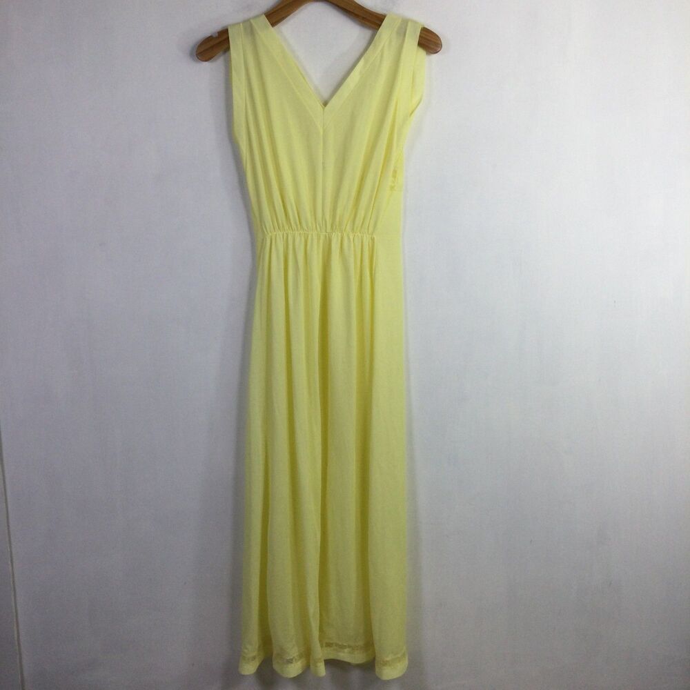 Lucy Larcom Womens Nightgown Maxi Dress V-Neck Sleeveless Pleated Yellow Size 36 - Picture 8 of 16